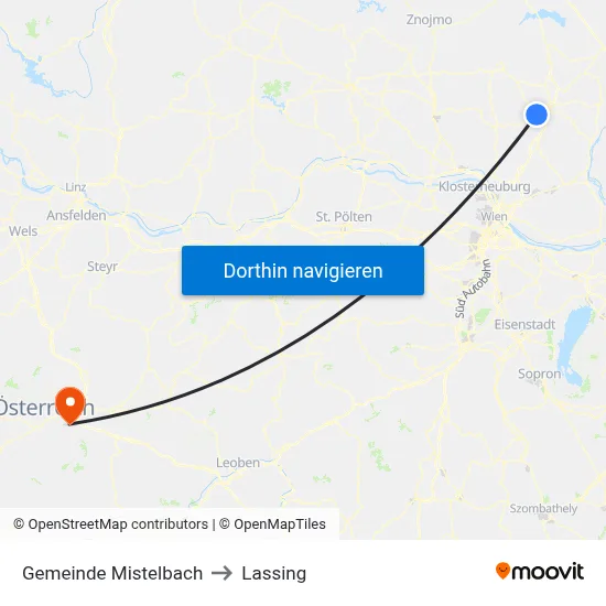 Gemeinde Mistelbach to Lassing map