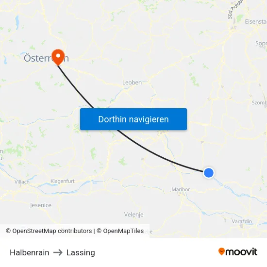 Halbenrain to Lassing map