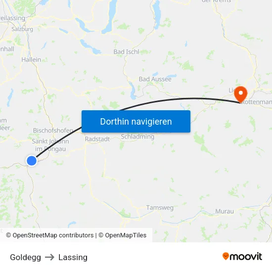 Goldegg to Lassing map