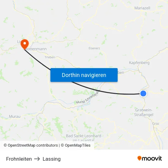 Frohnleiten to Lassing map
