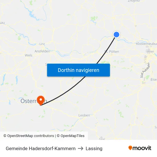 Gemeinde Hadersdorf-Kammern to Lassing map