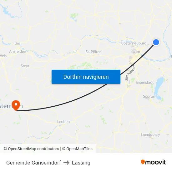 Gemeinde Gänserndorf to Lassing map