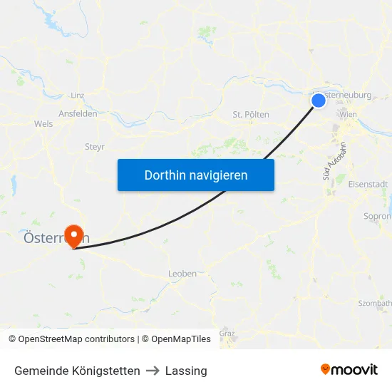 Gemeinde Königstetten to Lassing map