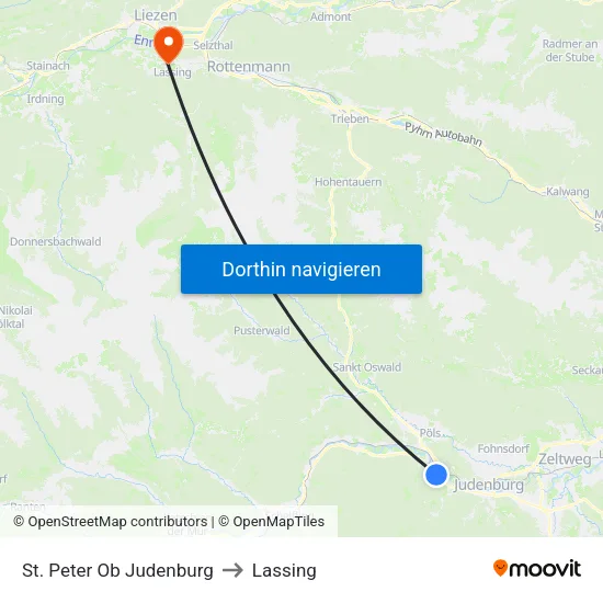St. Peter Ob Judenburg to Lassing map