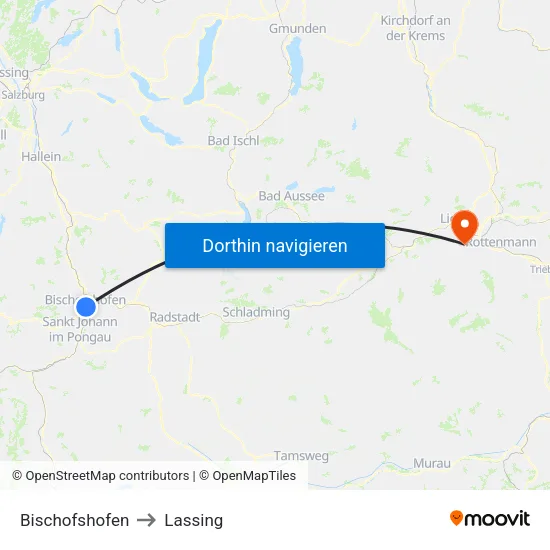 Bischofshofen to Lassing map