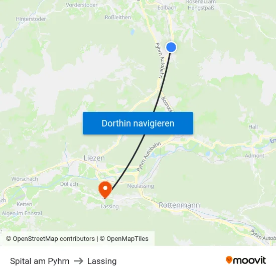 Spital am Pyhrn to Lassing map