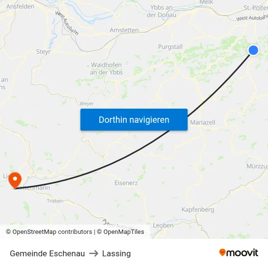 Gemeinde Eschenau to Lassing map