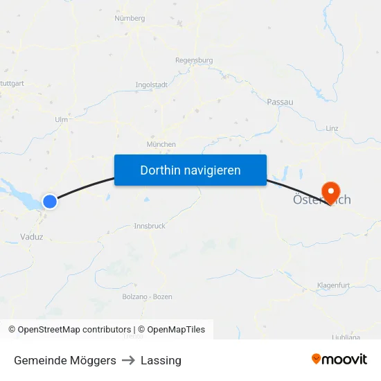 Gemeinde Möggers to Lassing map