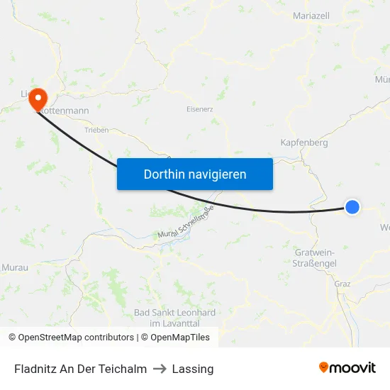 Fladnitz An Der Teichalm to Lassing map