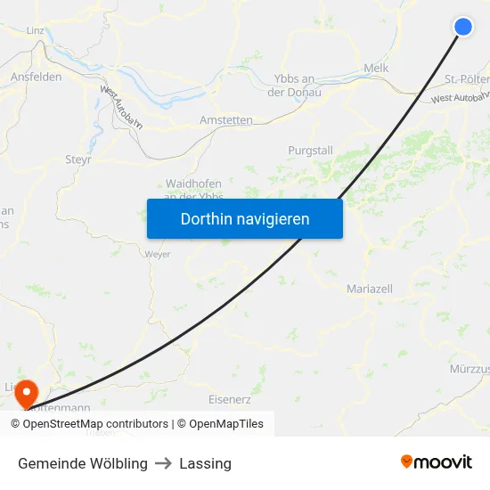 Gemeinde Wölbling to Lassing map