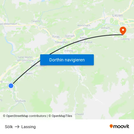 Sölk to Lassing map