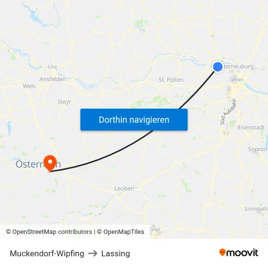 Muckendorf-Wipfing to Lassing map