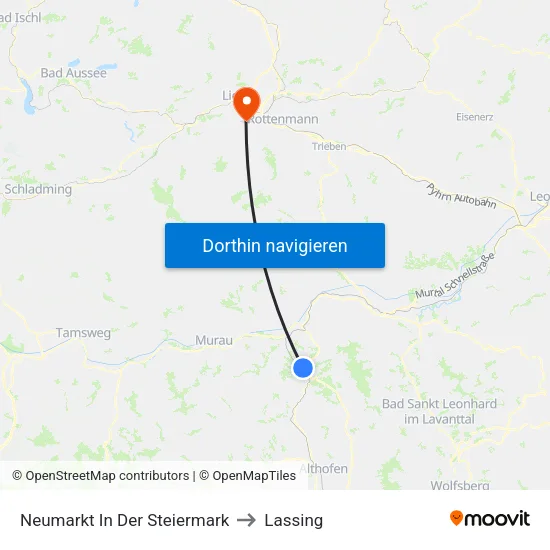 Neumarkt In Der Steiermark to Lassing map