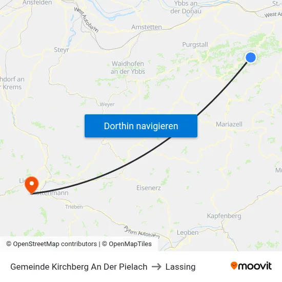 Gemeinde Kirchberg An Der Pielach to Lassing map