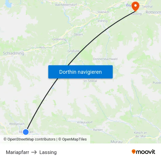 Mariapfarr to Lassing map