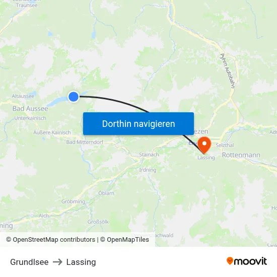 Grundlsee to Lassing map