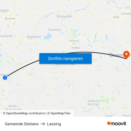 Gemeinde Sistrans to Lassing map