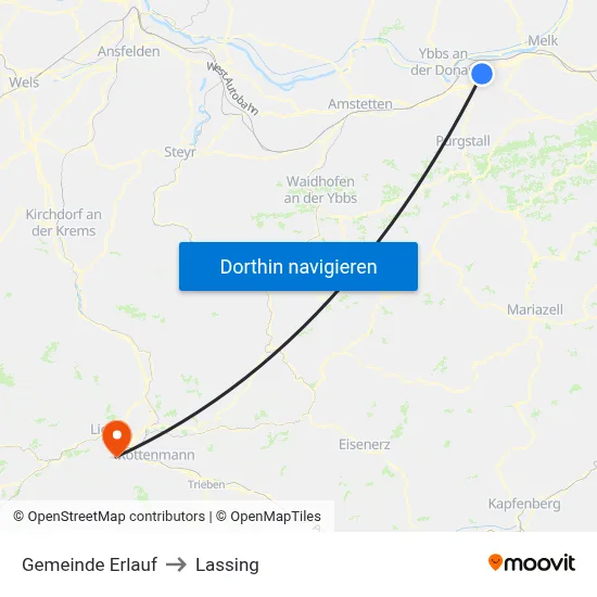 Gemeinde Erlauf to Lassing map