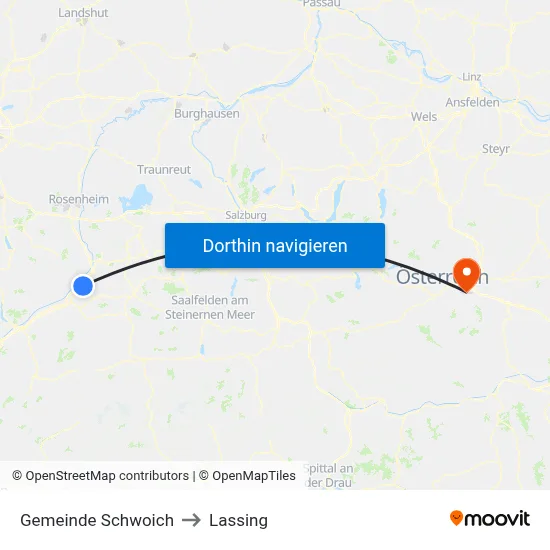 Gemeinde Schwoich to Lassing map