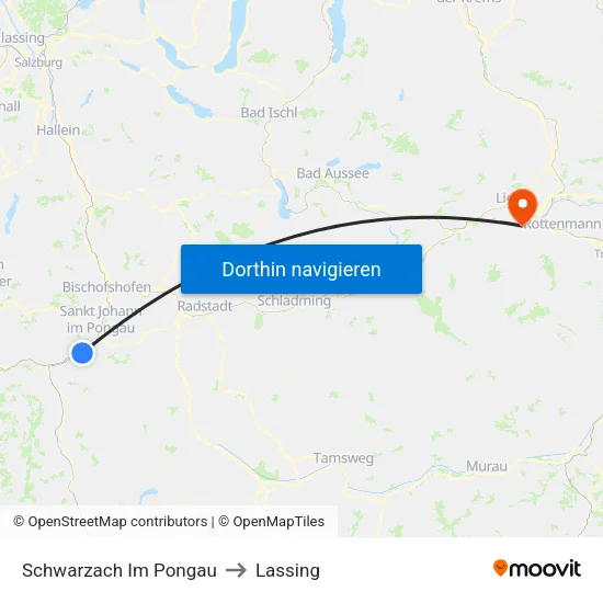 Schwarzach Im Pongau to Lassing map