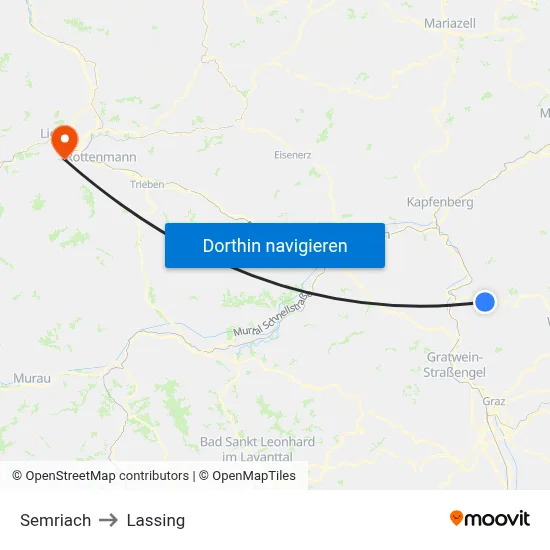 Semriach to Lassing map