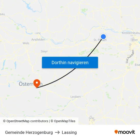 Gemeinde Herzogenburg to Lassing map