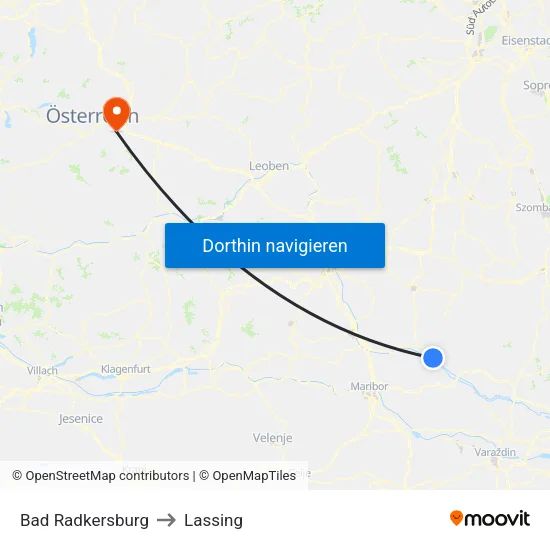 Bad Radkersburg to Lassing map