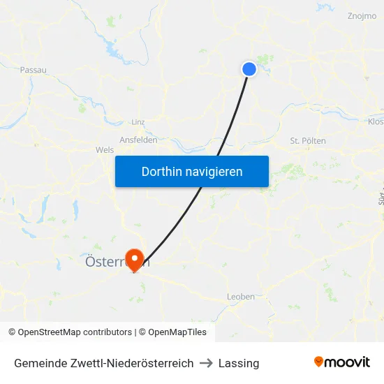 Gemeinde Zwettl-Niederösterreich to Lassing map