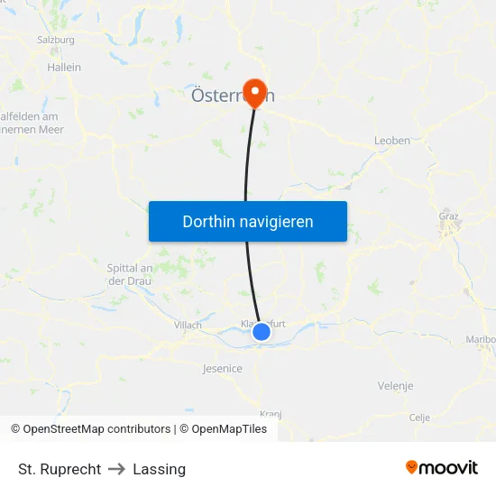 St. Ruprecht to Lassing map