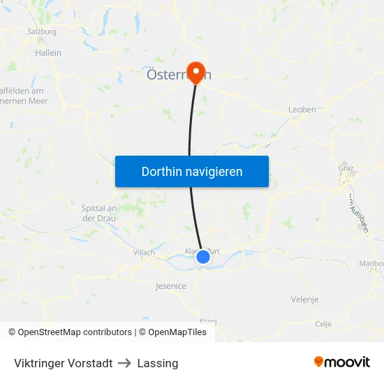 Viktringer Vorstadt to Lassing map