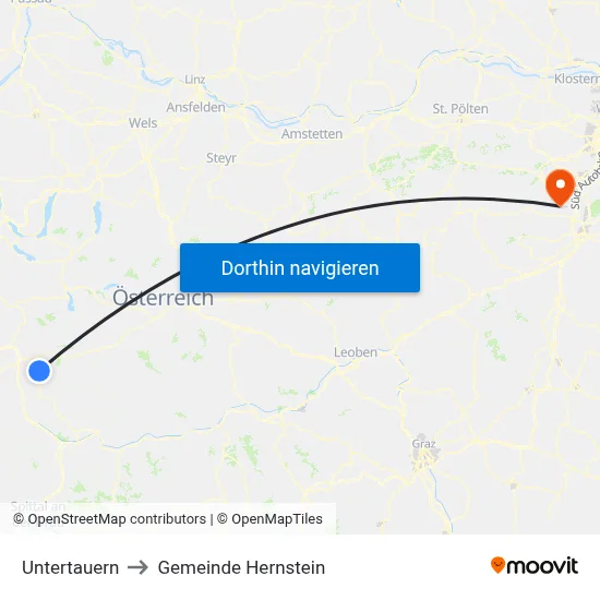 Untertauern to Gemeinde Hernstein map