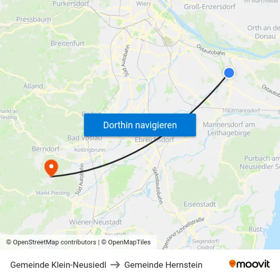 Gemeinde Klein-Neusiedl to Gemeinde Hernstein map