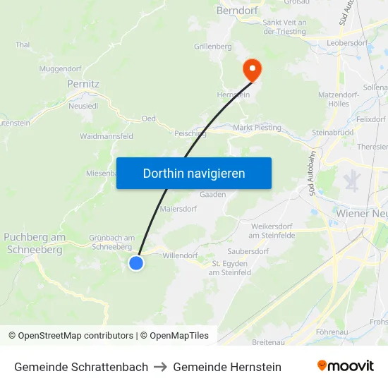 Gemeinde Schrattenbach to Gemeinde Hernstein map