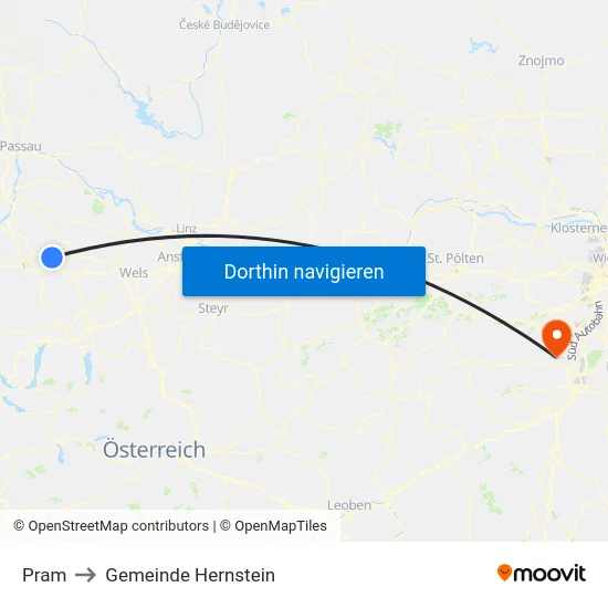 Pram to Gemeinde Hernstein map