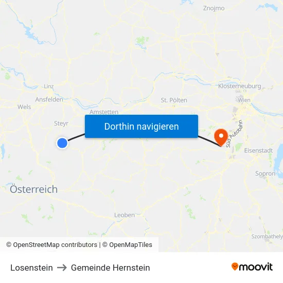 Losenstein to Gemeinde Hernstein map