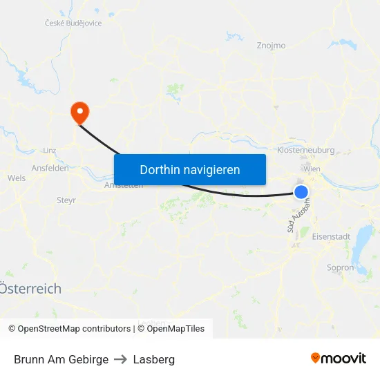 Brunn Am Gebirge to Lasberg map