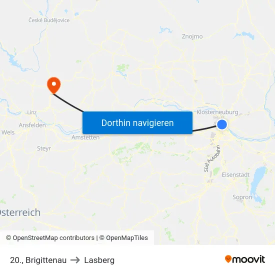 20., Brigittenau to Lasberg map