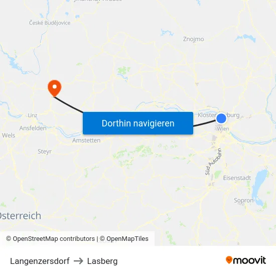Langenzersdorf to Lasberg map