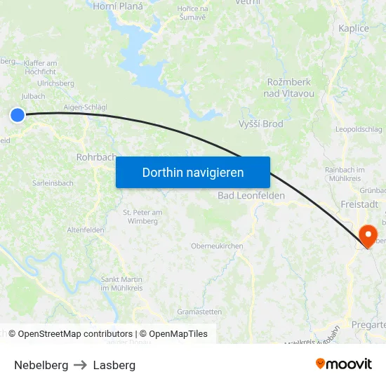 Nebelberg to Lasberg map