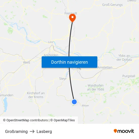 Großraming to Lasberg map