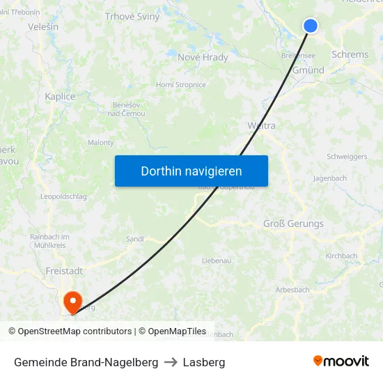Gemeinde Brand-Nagelberg to Lasberg map