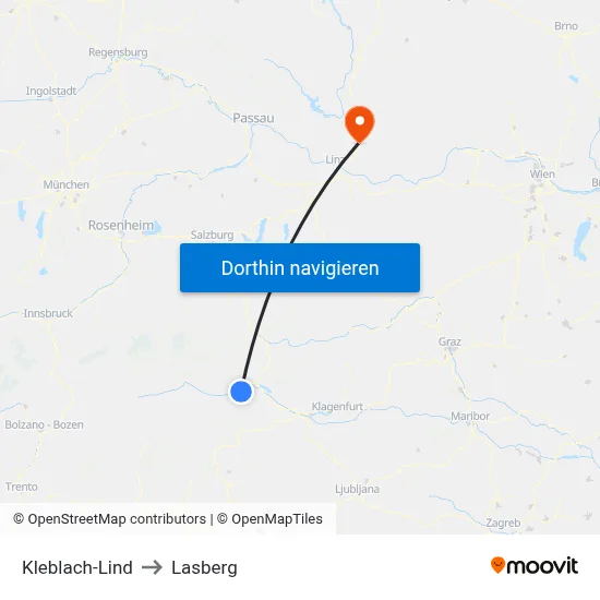 Kleblach-Lind to Lasberg map