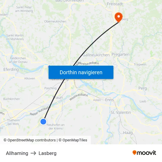 Allhaming to Lasberg map
