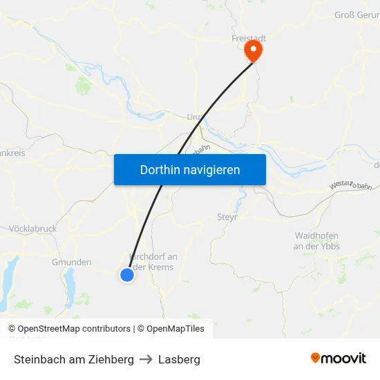Steinbach am Ziehberg to Lasberg map
