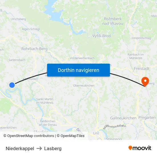 Niederkappel to Lasberg map