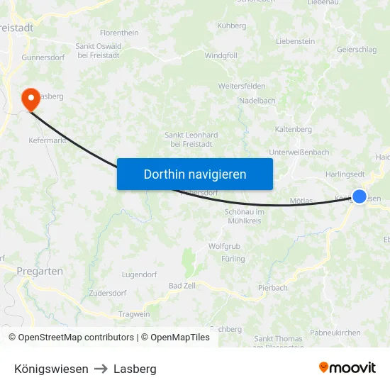 Königswiesen to Lasberg map