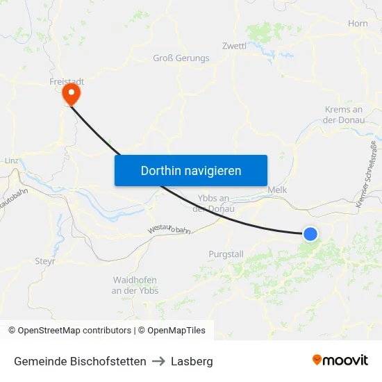 Gemeinde Bischofstetten to Lasberg map