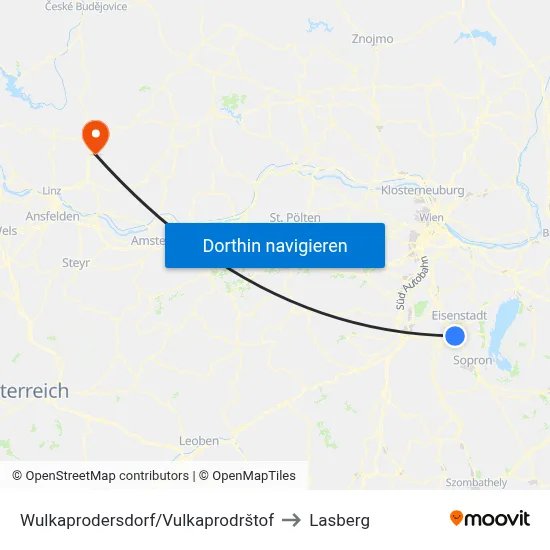 Wulkaprodersdorf/Vulkaprodrštof to Lasberg map
