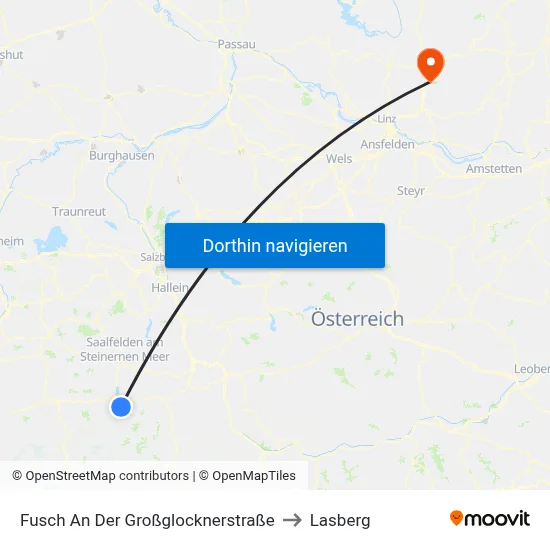 Fusch An Der Großglocknerstraße to Lasberg map
