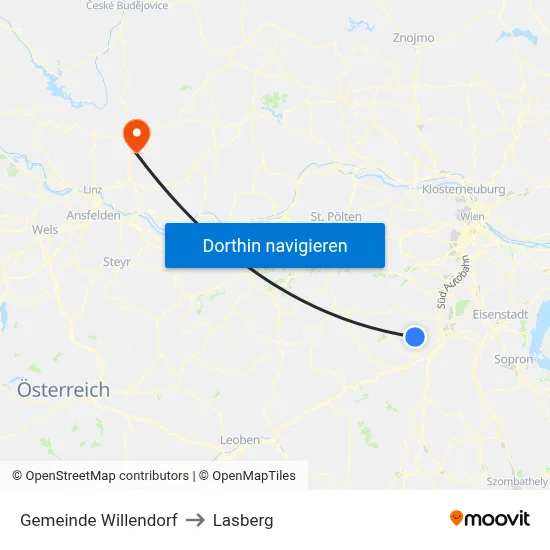 Gemeinde Willendorf to Lasberg map